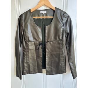 Jamei Chen Silk Fitted Jacket Olive Green Womens Size 4